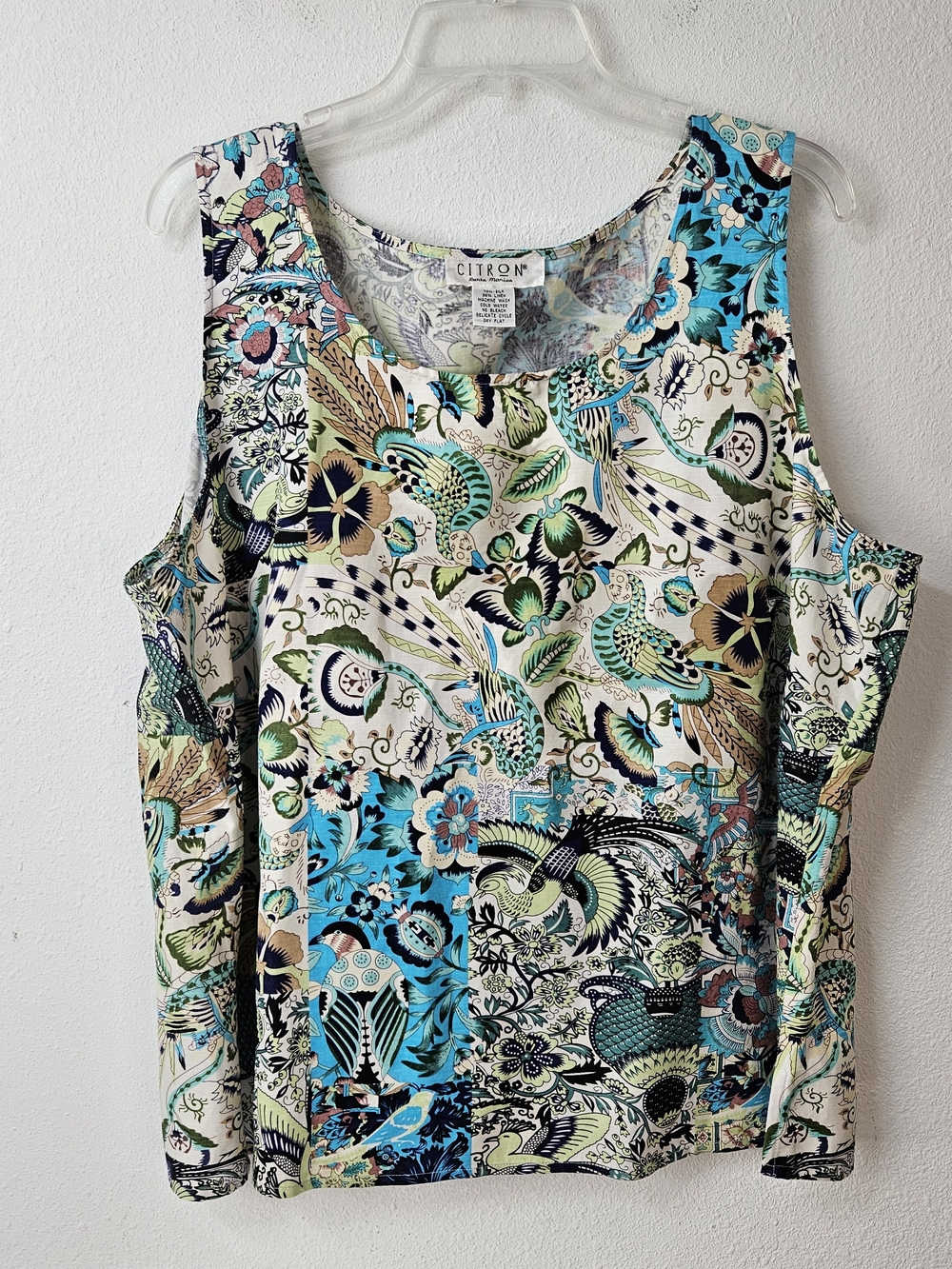 Citron Santa Monica Silk Blend Multicolor Floral-Print Tank Top